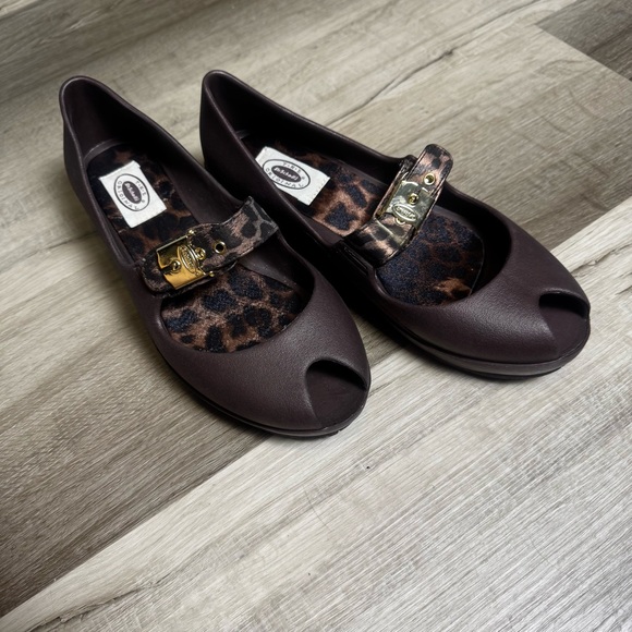 Dr.Scholls Original “Emerald” Womens 8M Sandals Brown Peep-Toe Mary Jane Wedge - Picture 1 of 10